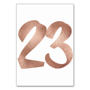 23 Table Number White Metallic Pink Rose Gold