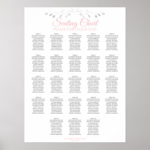 23 Table Pink & Grey Wedding Seating Chart