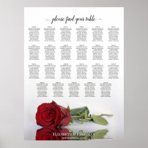 23 Table Reflecting Red Rose Wedding Seating Chart
