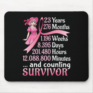 23 Years 276 Months And Counting Breast Cancer Sur Mouse Mat