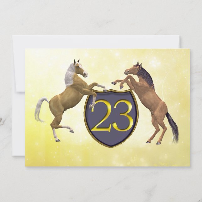 23 years old birthday party rearing horses invitation (Front)