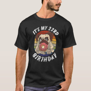 23 Years Old Pug and Doughnut Vintage Distressed 2 T-Shirt