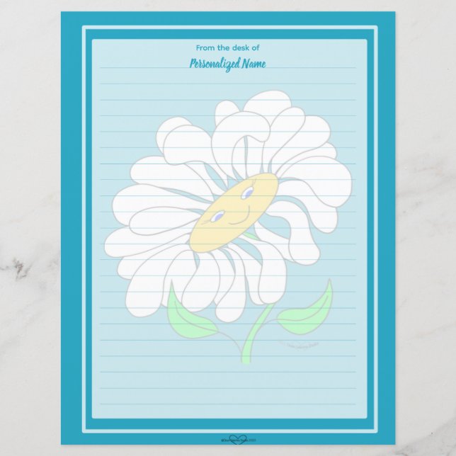 23Big Happy Daisy Blue Lined Paper Sheet (Front)