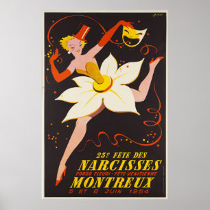 23e Fête des Narcisses,Montreux, Vintage Ad Poster