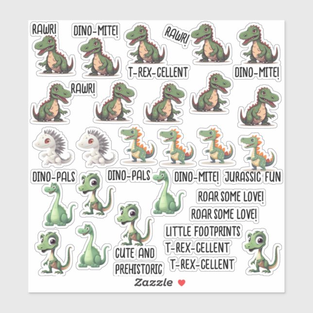 23pcs Dinosaur Series Custom-Cut Vinyl Sticker (Sheet)