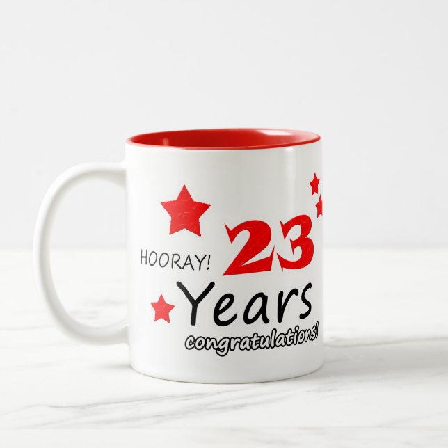 23rd anniversary, 23 Years Wedding Anniversaries Two-Tone Coffee Mug (Left)