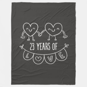 23rd Anniversary Gift Chalk Hearts Fleece Blanket