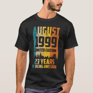 23rd Birthday 23 Years Awesome Since August 1999 V T-Shirt