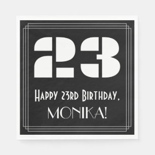 23rd Birthday: Art Deco Inspired Look "23" + Name Napkin