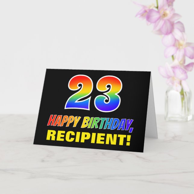 23rd Birthday: Bold, Fun, Simple, Rainbow 23 Card (Orchid)