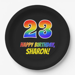 23rd Birthday: Bold, Fun, Simple, Rainbow 23 Paper Plate
