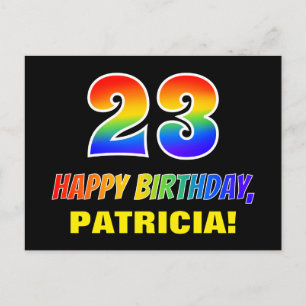 23rd Birthday: Bold, Fun, Simple, Rainbow 23 Postcard