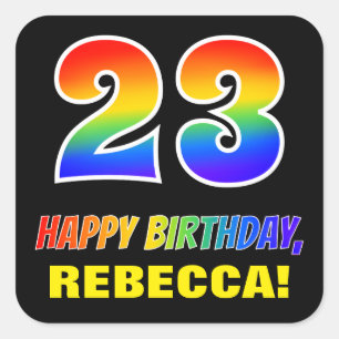 23rd Birthday: Bold, Fun, Simple, Rainbow 23 Square Sticker