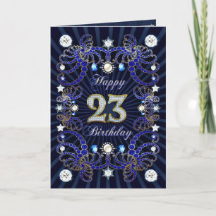23rd birthday card with masses of jewels