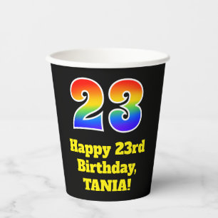 23rd Birthday: Colourful, Fun, Exciting, Rainbow 2 Paper Cups
