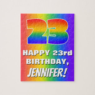 23rd Birthday: Colourful, Fun Rainbow Pattern # 23 Jigsaw Puzzle
