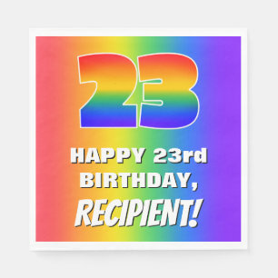 23rd Birthday: Colourful, Fun Rainbow Pattern # 23 Napkin