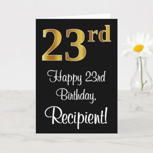 23rd Birthday ~ Elegant Luxurious Faux Gold Look # Card