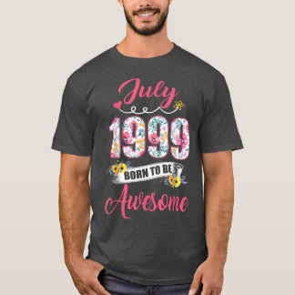 23rd Birthday Floral Gift for Womens Born in July  T-Shirt