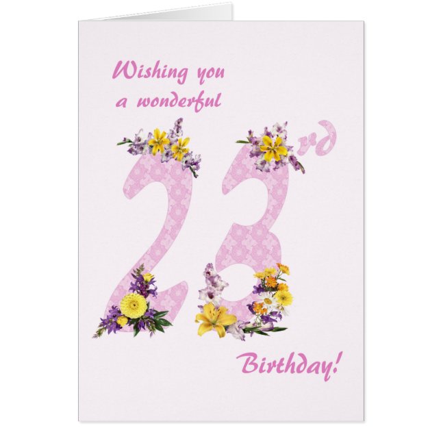 23rd Birthday Flower Decorated Numbers (Front)