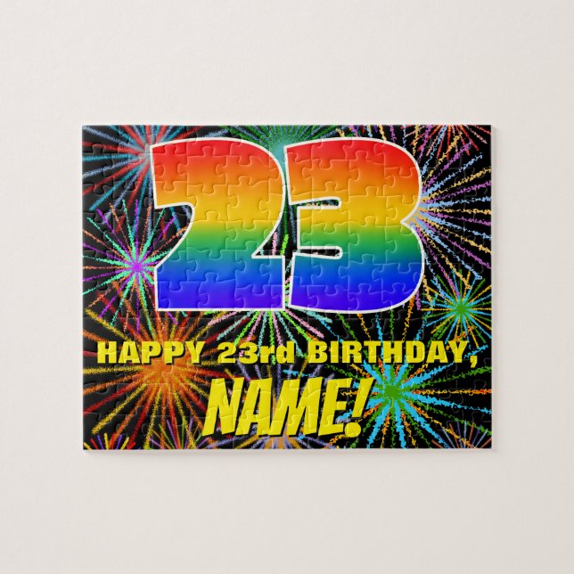 23rd Birthday: Fun, Colourful Celebratory Firework Jigsaw Puzzle (Horizontal)