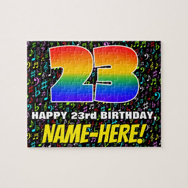 23rd Birthday — Fun, Colourful Music Symbols & “23 Jigsaw Puzzle (Horizontal)