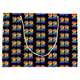 23rd Birthday: Fun Rainbow Event Number 23 Pattern Large Gift Bag