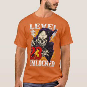 23rd Birthday Gamer Skeleton Level 23 Unlocked Gam T-Shirt