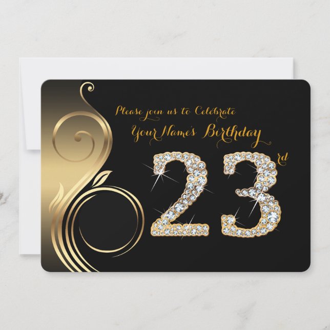 23rd,Birthday Invitation,Number Diamond,Photo Invitation (Front)