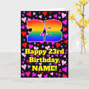 23rd Birthday: Loving Hearts Pattern, Rainbow # 23 Card