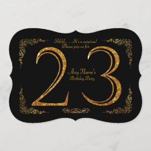 23rd,Birthday party 23rd,great Gatsby,black & gold Invitation