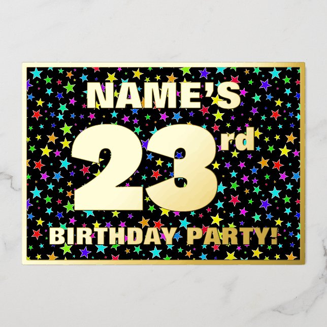23rd Birthday Party — Fun, Colourful Stars Pattern (Front)