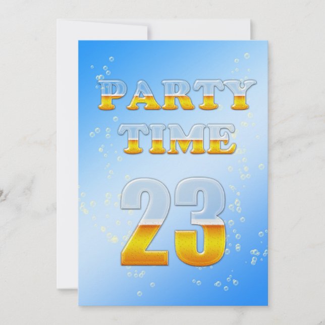 23rd birthday party invitation with beer (Front)