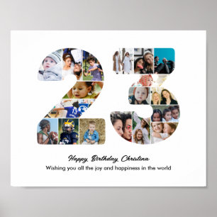 23rd Birthday Party Number 23 Photo Collage Poster