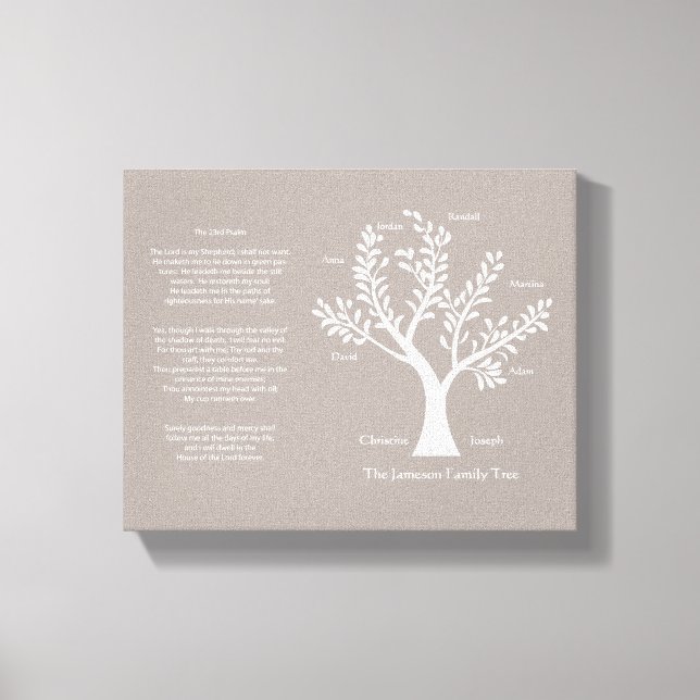 23rd Psalm Family Tree Canvas, Warm Grey Canvas Print (Front)
