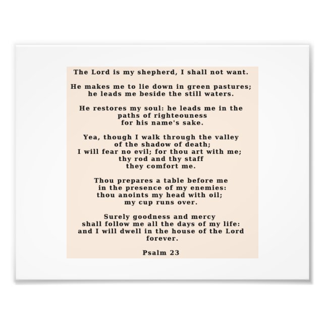 23rd Psalm Photo Print (Front)