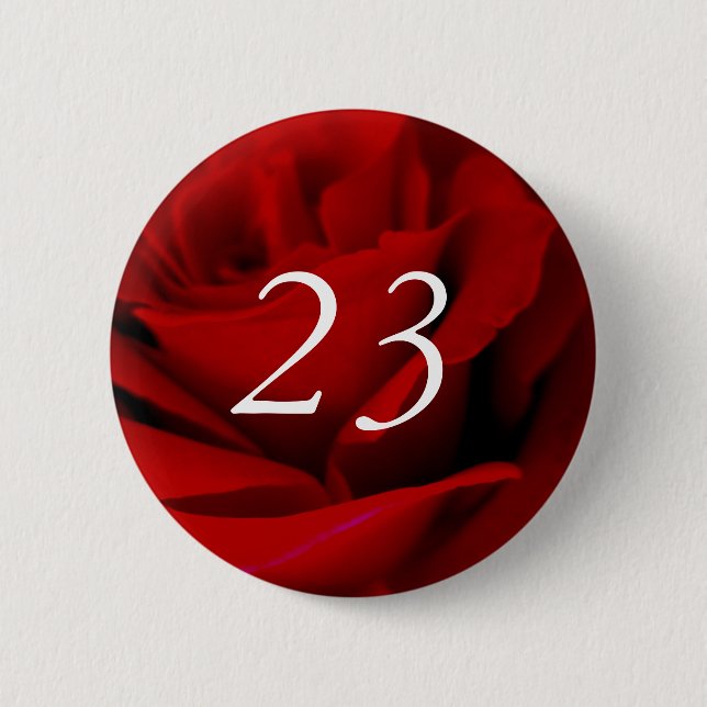 23rd Red Rose Birthday Button (Front)