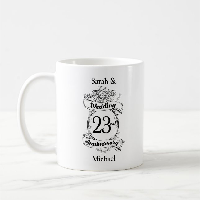 23rd Wedding Anniversary Flowers Rose Coffee Mug (Left)