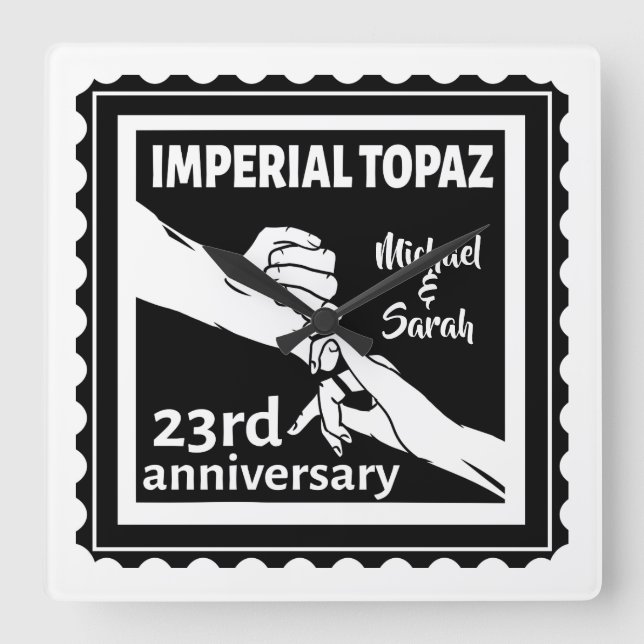 23rd wedding anniversary Imperial Topaz Square Wall Clock (Front)