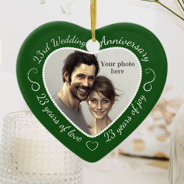 23rd Wedding Anniversary Photo Ceramic Tree Decoration