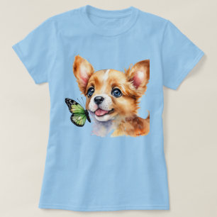 24072_A Puppy and Green Butterfly T-Shirt
