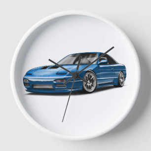 240sx blue car drawing clock