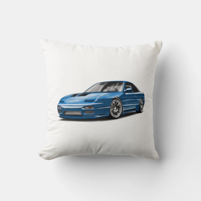240sx blue car drawing  cushion (Front)