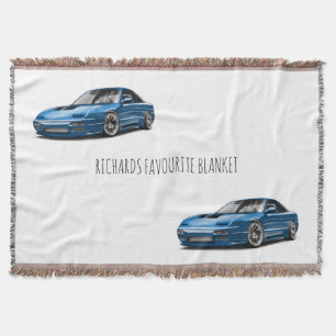 240sx blue car drawing  throw blanket