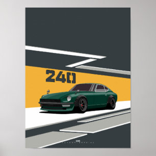 240Z Classic Green Japanese Performance Poster