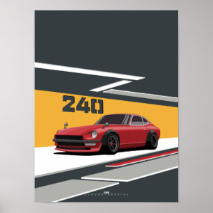 240Z Classic Red Japanese Performance Poster