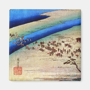 24. 嶋田宿, 広重 Shimada-juku, Hiroshige, Ukiyo-e Magnet