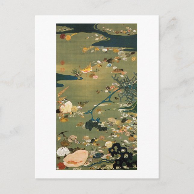 24. 貝甲図, 若冲 Shells, Jakuchū, Japan Art Postcard (Front)