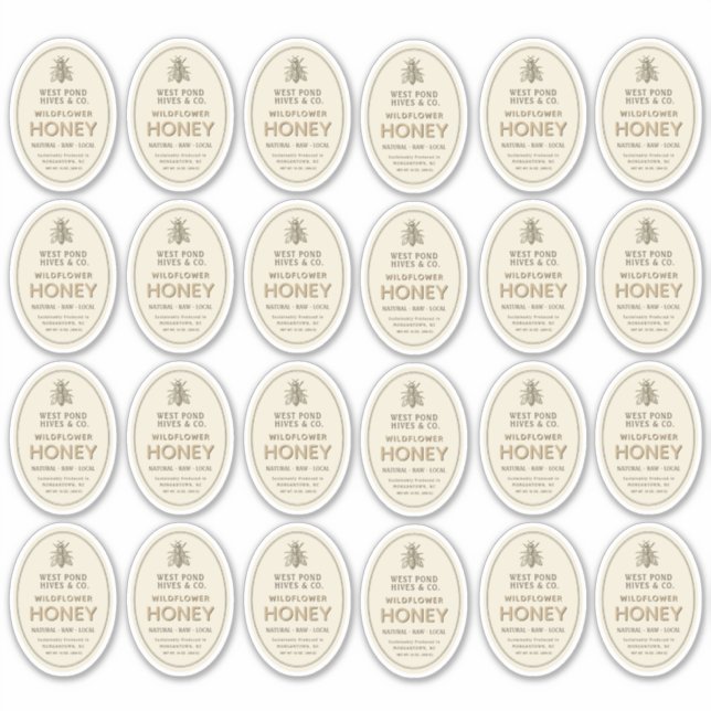 (24) 2.75" x 2"  8 oz Queenline Honey Jar Labels   (Front)