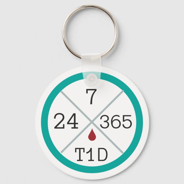 24/7/365 T1D Life Keychain (Front)